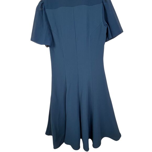 Reiss Women's Natalia V-Neck Fit And Flare Mini Dress Sz 2 Blue Cap Sleeves - Picture 7 of 12